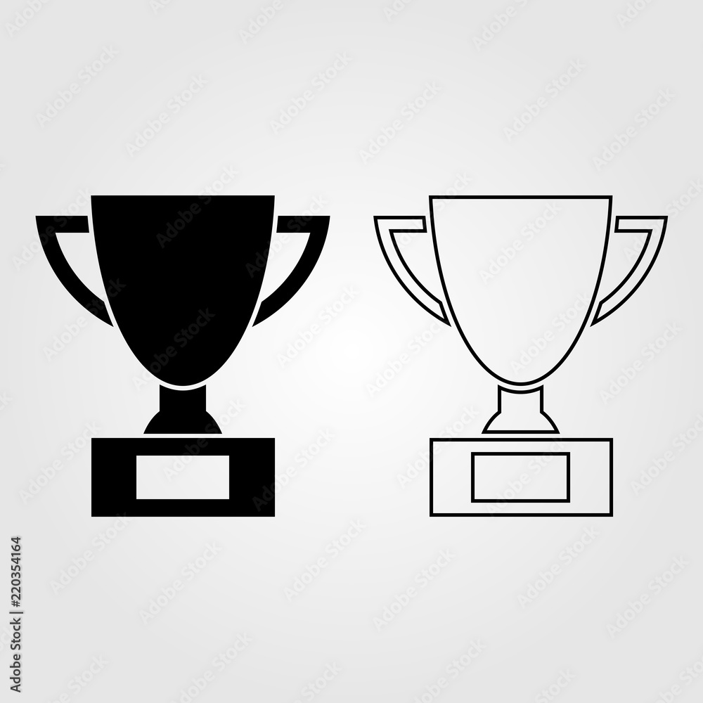 Poster Trophy icon flat style isolated on background. Trophy icon sign symbol for web site and app design.