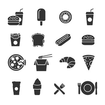 Vector image set of fast food icons.