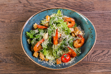 Caesar salad with shrimps