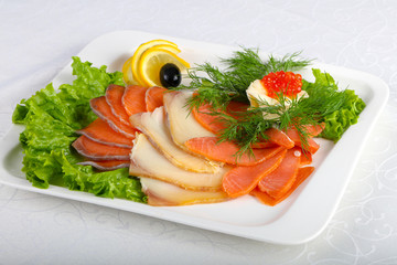 Sliced fish assortment