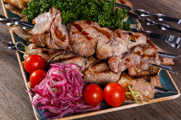 Grilled chicken and pork