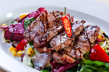 Grilled pork with vegetables