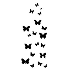 isolated, background, postcard, silhouette of flying butterflies