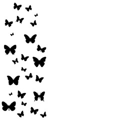 Plakat background, postcard, silhouette of flying butterflies