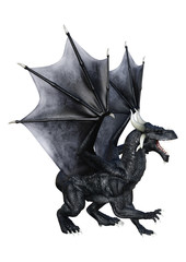 3D Rendering Fantasy Dragon on White