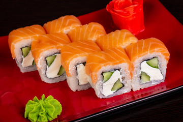 Japanese roll with salmon