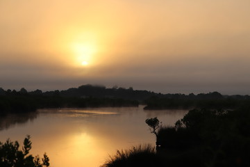 coucher de soleil sur le domaine de certes bassin d'arcachon