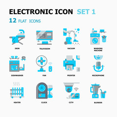 Home Electronic Flat icons.House Appliances technology Concept Thin line icons.