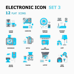 Home Electronic Flat icons.House Appliances technology Concept Thin line icons.