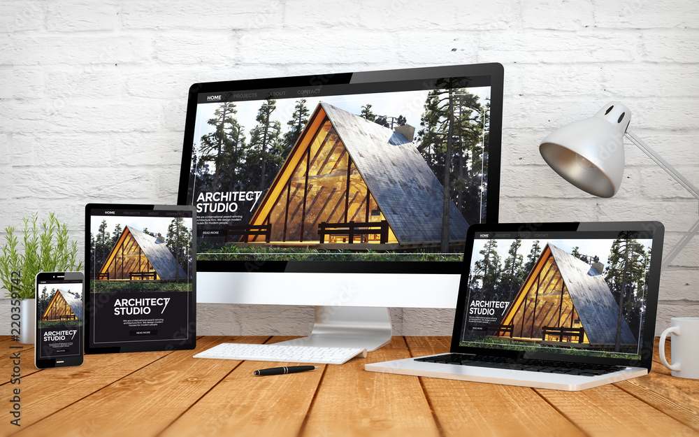 Poster architect website responsive design screen multidevices