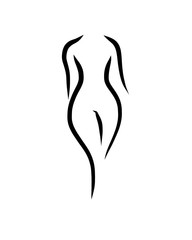 The image of a slender woman drawn by several smooth lines