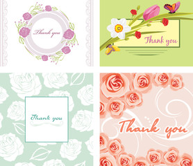 Four floral thank you cards