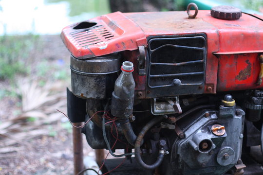 Old engine of vehicle