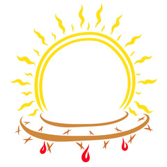 Frame in the form of a shining sun with a crown of thorns