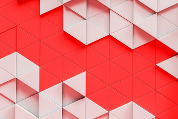 Abstract white triangle pattern over red