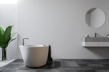 Naklejka na ściany i meble White large loft bathroom, tub and sink