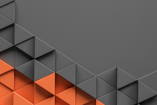 Abstract grey orange triangle pattern background
