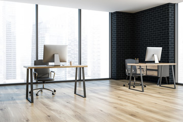Black brick manager office corner computer table