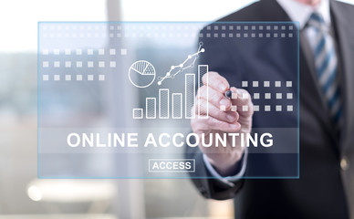 Man touching an online accounting concept