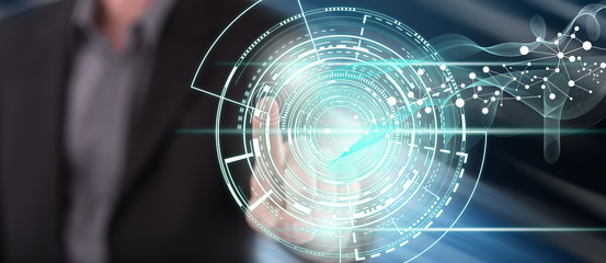 Man touching a technology concept