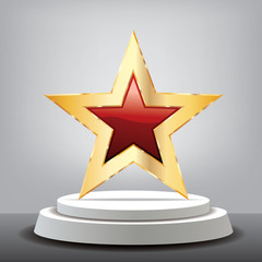 red star gray room podium