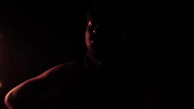 Slowmotion, A Man Artist Plays With Fire Poi In The Dark1