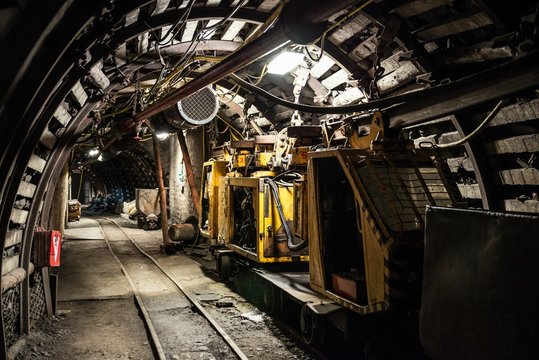 Coal transport train in coal mine