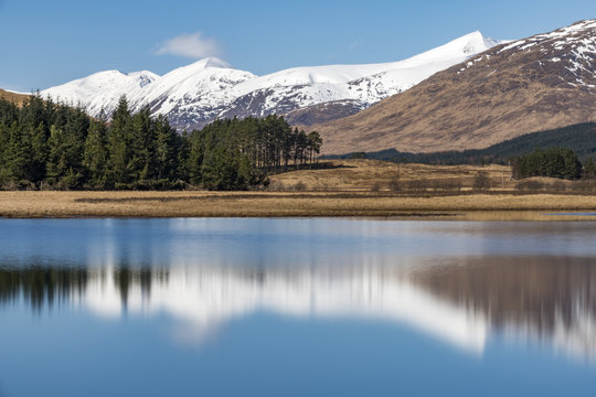 Loch Tulla on the West Highland Way between Bridge of Orchy and Inveroran in the Scottish Highlands, Scotland