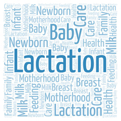 Lactation in a shape of square word cloud.