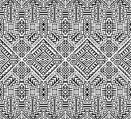 Gordijnen Simmetrisch naadloos patroon in etnische stijl. Tribal geometrisch ornament, perfect voor textielontwerp, site-achtergrond, inpakpapier en andere eindeloze vulling. Trendy boho tegel. © Lissabet