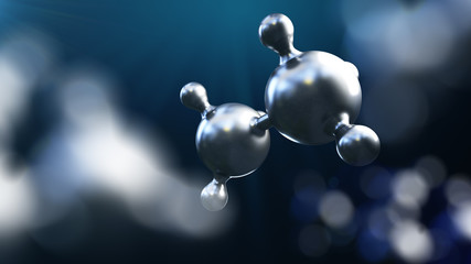 3D illustration of abstract silver metal molecule background