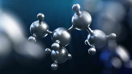 3D illustration of abstract silver metal molecule background