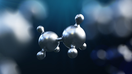 3D illustration of abstract silver metal molecule background
