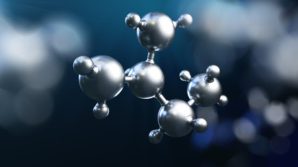 3D illustration of abstract silver metal molecule background
