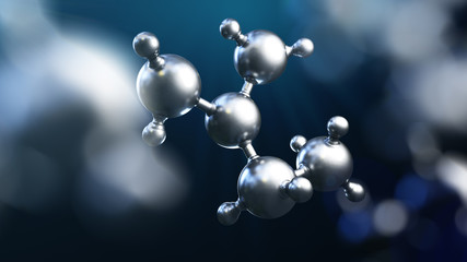 3D illustration of abstract silver metal molecule background