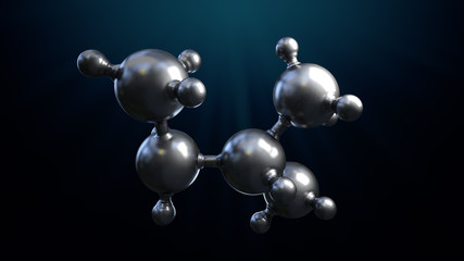 3D illustration of abstract silver metal molecule background