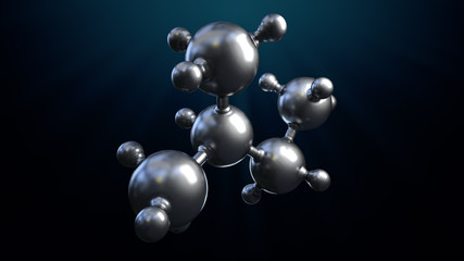 3D illustration of abstract silver metal molecule background