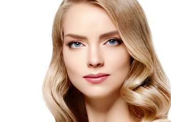 Fototapeta premium Amazing Woman Blond. Beautiful Girl studio face portrait.