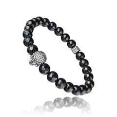 Men's bracelet, stones, silver, white background