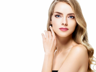 Fototapeta premium Amazing Woman Blond. Beautiful Girl studio face portrait.