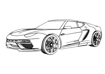 Naklejka na ściany i meble sketch of a sports car vector