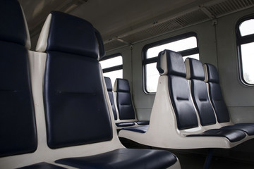 Emtpy interior of the train for long and short distance