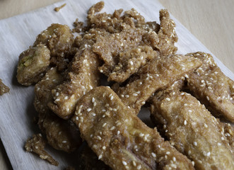 Fried bananas or gluay kag,  is a street food dessert in Thailand also many contries in asia