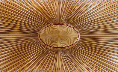 Decorated golden wooden ceiling with design based on the old flag of the ottoman empire
