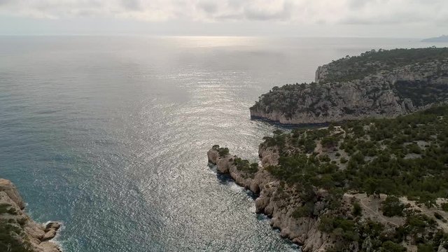Drone footage of calanque in Cassis, south of France