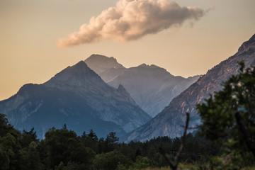 Obraz premium Mountain at sunset