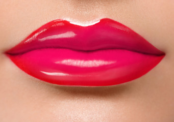 Obraz premium Woman lips mouth red pink lip 