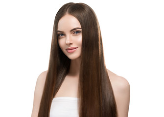 Healthy hair long smooth brunette hairstyle woman beauty