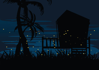 firefly in lake at nights backgrounds vector illustration 