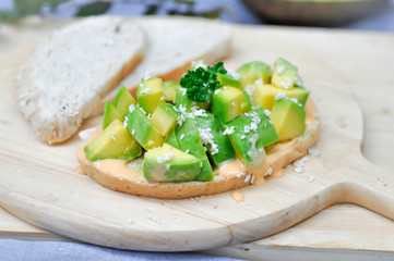 sliced bread with avocado